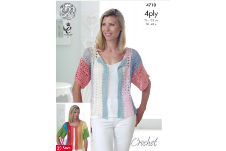 Top & Cardigan Crocheted with Giza Cotton 4Ply - 4710