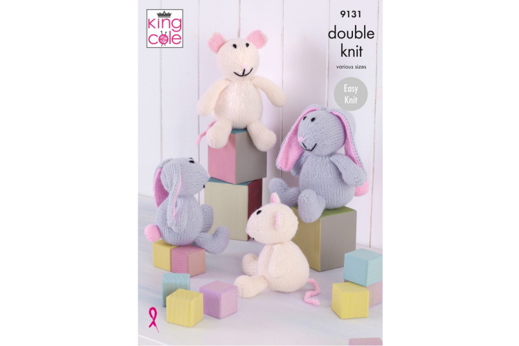 Toy Mouse and Bunny Knitted in King Cole Big Value DK - 9131