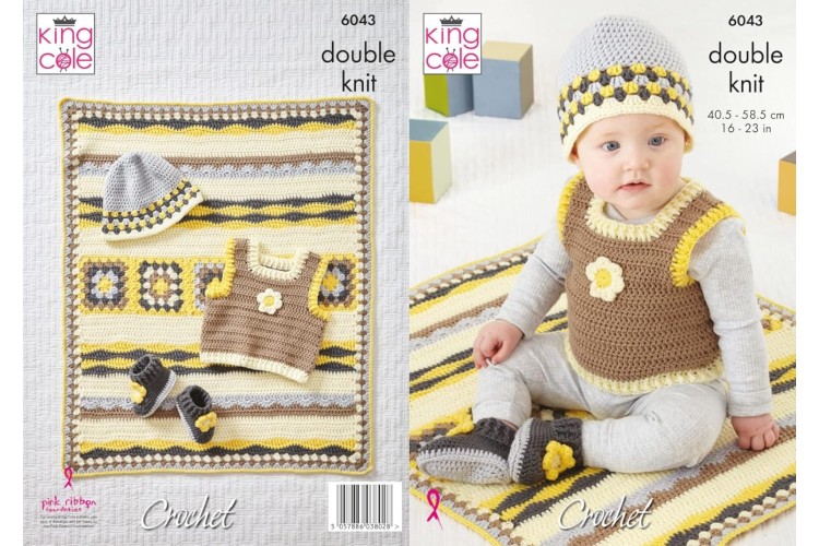 Traditional Baby Set Crocheted in King Cole Cherished Baby DK - 6043