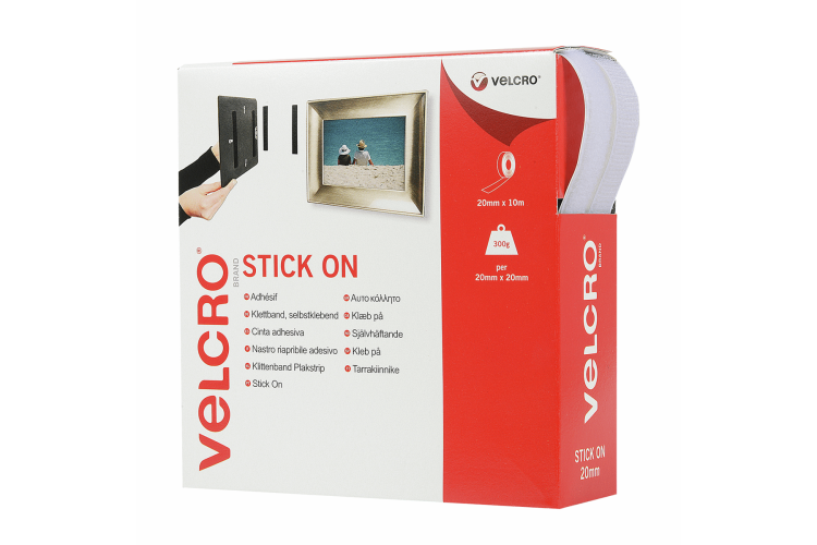 Velcro/Hook & Loop Tape, Stick-On, 20mm, White