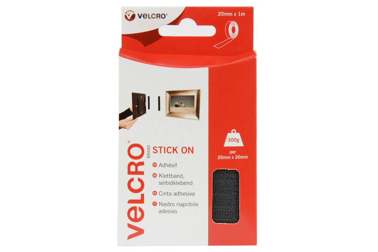 Velcro/Hook Tape, Stick-On 50mm, Black