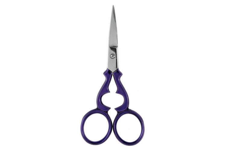 Victorian Style Embroidery Scissors with Protective Pouch 9.6cm/3.75in, Purple