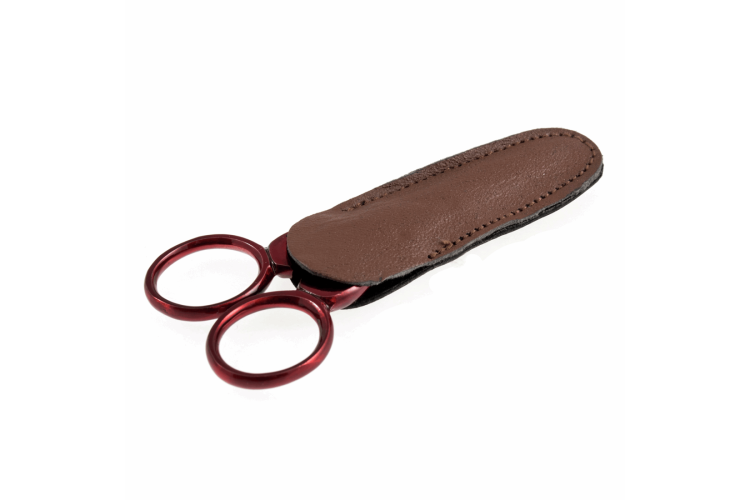 Victorian Style Embroidery Scissors with Protective Pouch 9.6cm/3.75in, Red