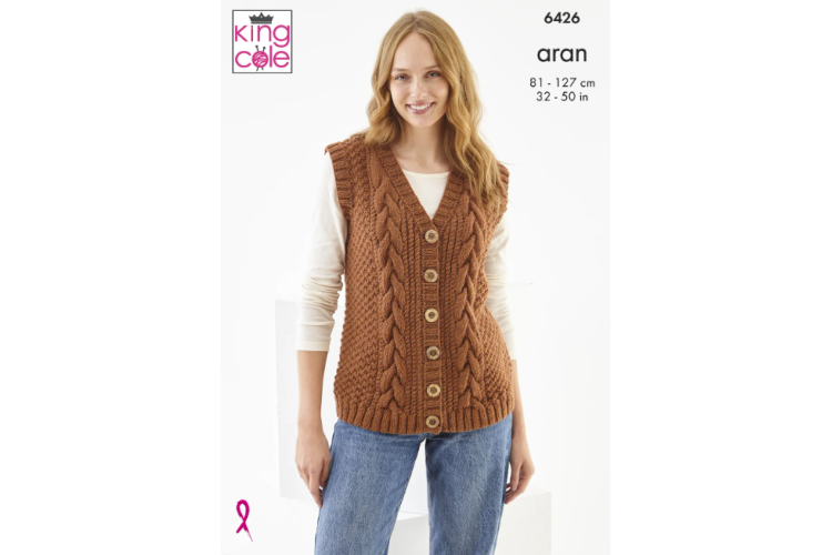 Waistcoat and Cardigan knitted in Big Value Aran - 6426