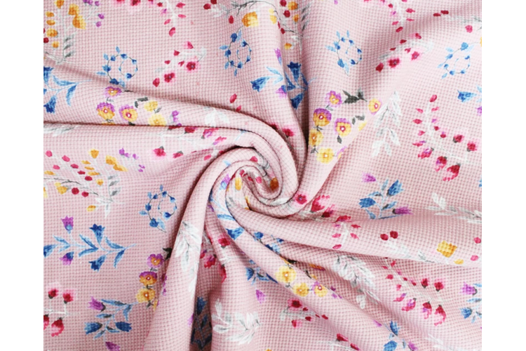 Watercolour Floral Mini Waffle Cotton Jersey 95% cotton, 5% Elastane 131cm Wide