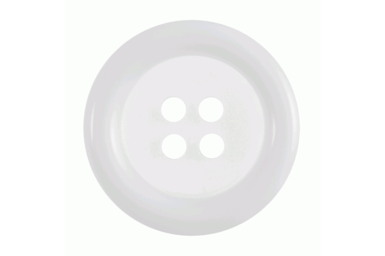 White Colour Rim Clear Button, 18mm 4 Hole Button