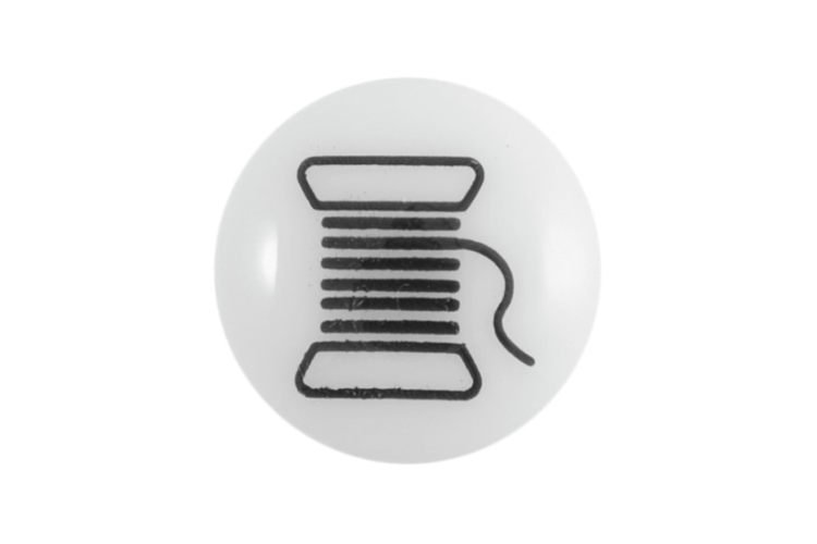 White with Cotton Reel Design Button: 13mm