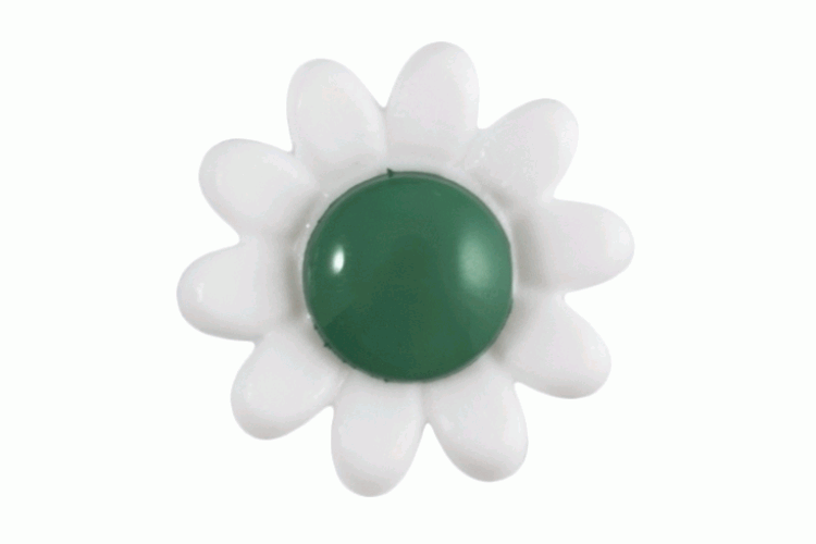White/Green Flower Button: 14mm