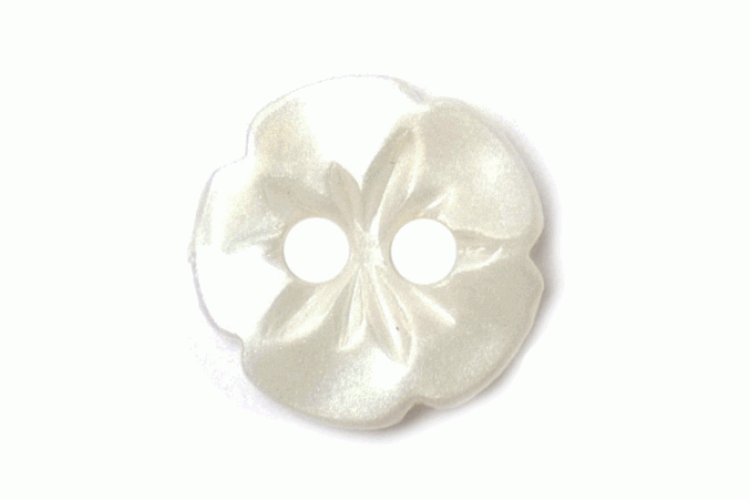 White Novelty Flower, 12mm Resin 2 Button