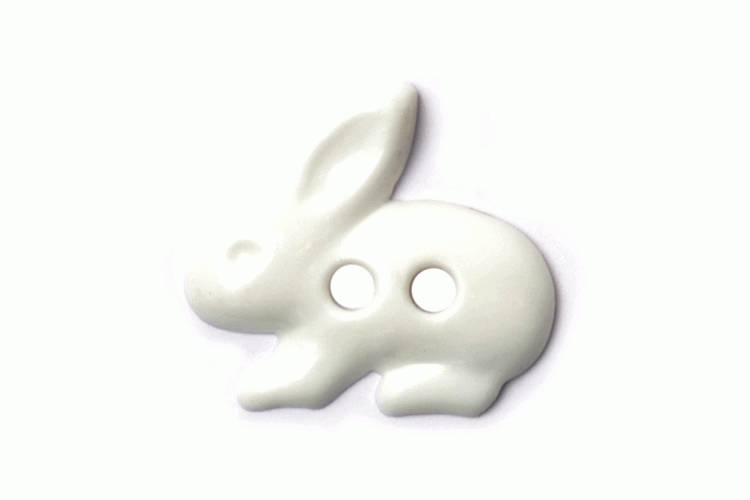 White Novelty Rabbit Resin, 18mm 2 Hole Button