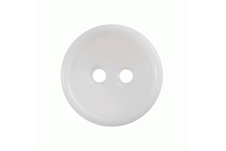 White Raised Edge Resin, 14mm 2 Hole Button