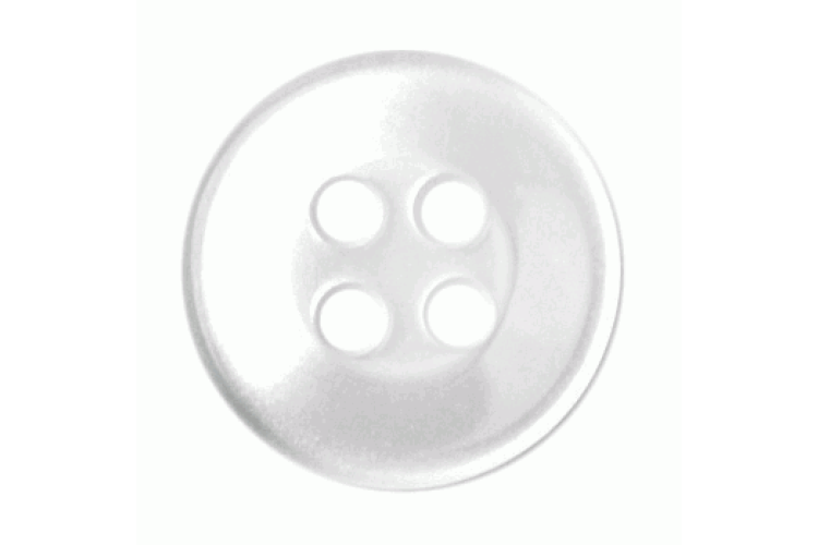 White Resin, 10mm 4 Hole Button Wide Rim Edge