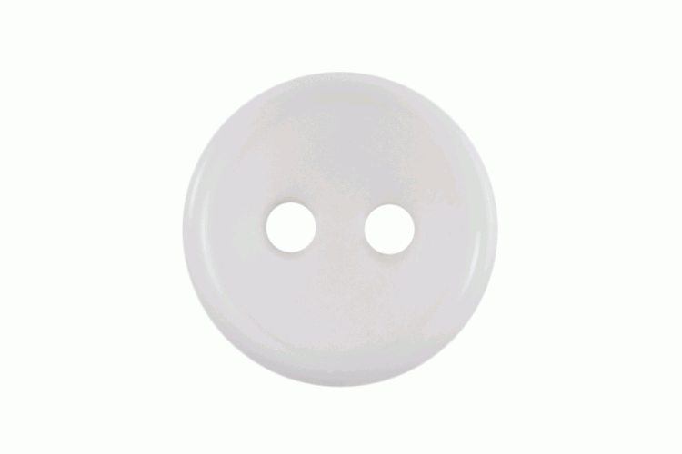 White Raised Edge Resin, 11mm 2 Hole Button