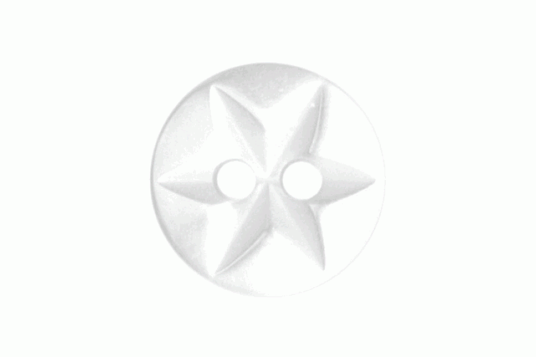White Resin Star Imprint, 10mm 2 Hole Button