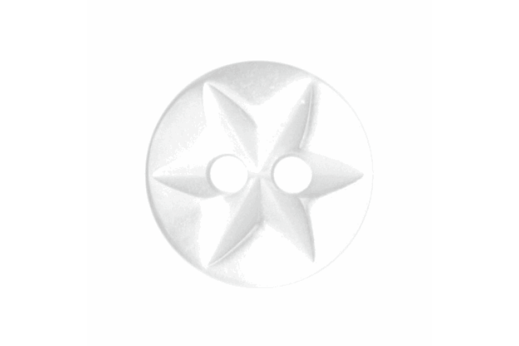 White Resin Star Imprint, 10mm 2 Hole Button