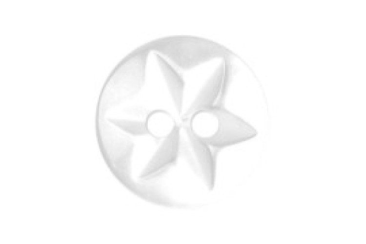 White Resin Star Imprint, 14mm 2 Hole Button