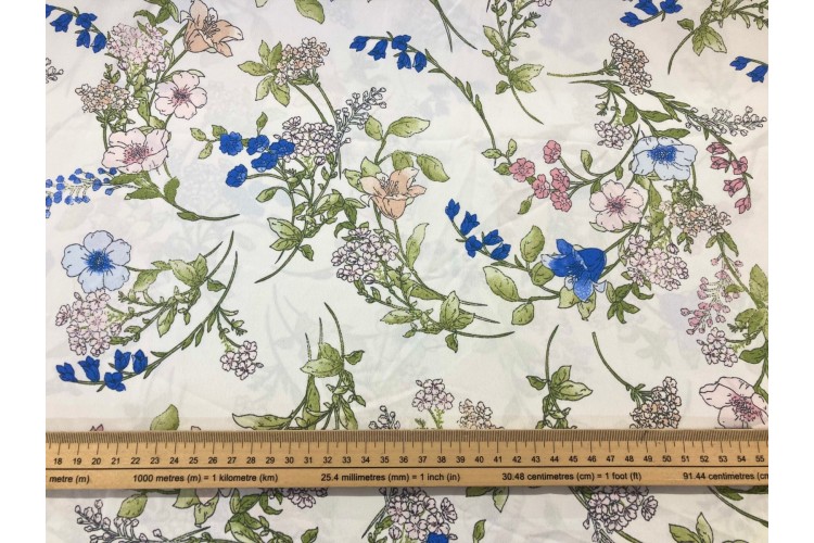 Wild Flowers 100% Polyester Crepe de Chine 148cm Wide