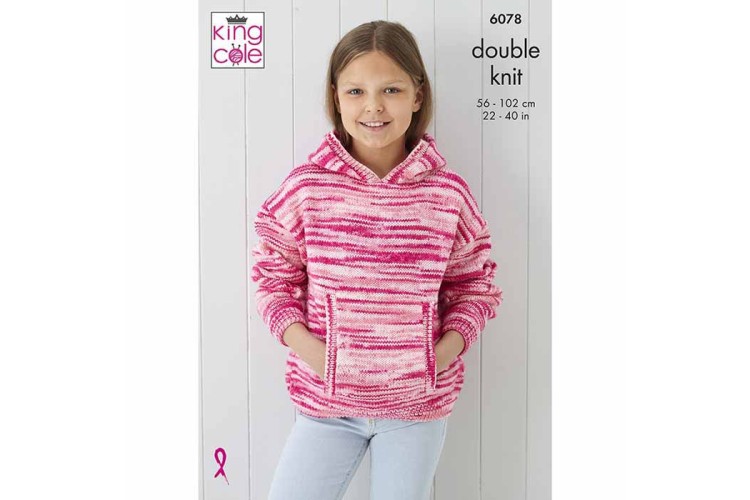 Womens and Girls Round neck sweater and Hoodie: Knitted in Camouflage DK - 6078