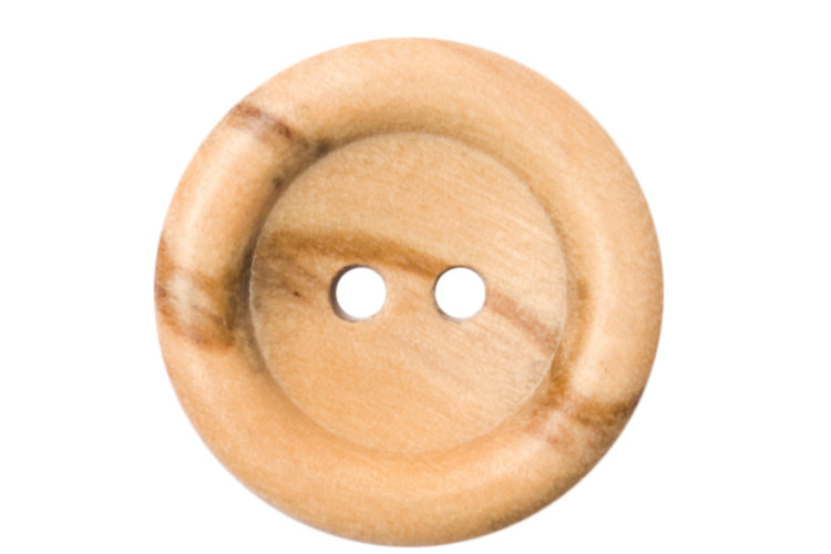 Wooden Button 2 hole Raised Edge 23mm