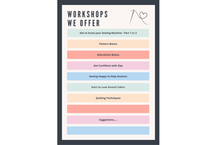 Workshop / class Options poster