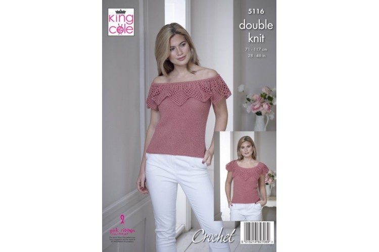 Wrap & Off the Shoulder Top Crocheted in Finesse Cotton Silk - 5116