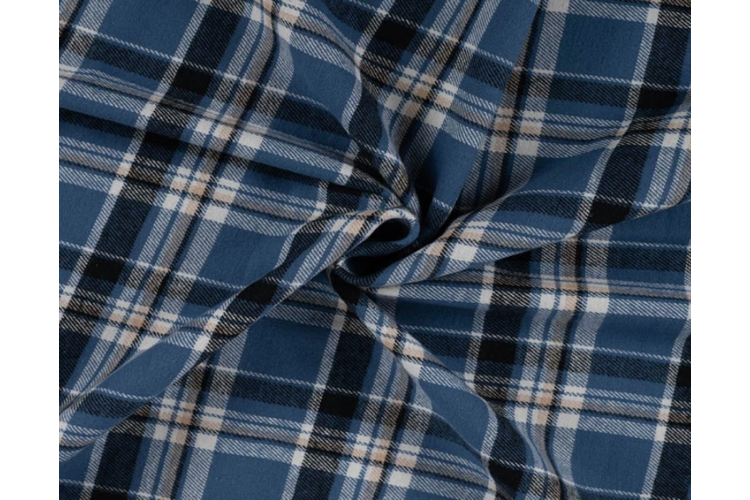 Yarn Dyed Brushed Flannel Check 100% Cotton 140cm