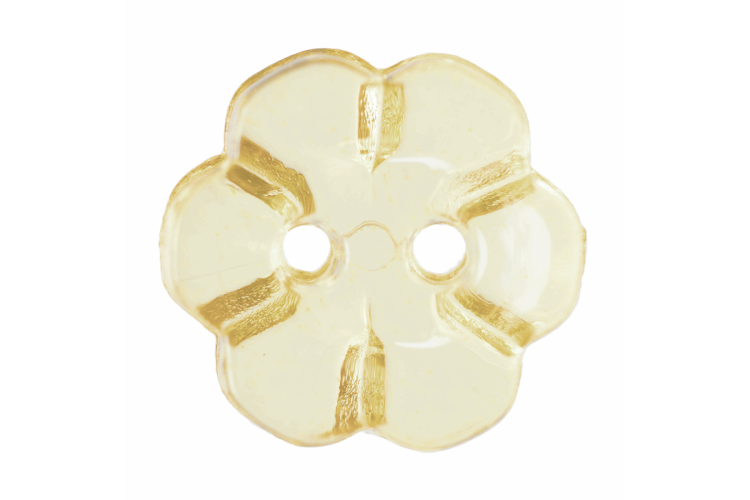 Yellow Gold Transparent Flower Resin, 11mm 2 Hole Button