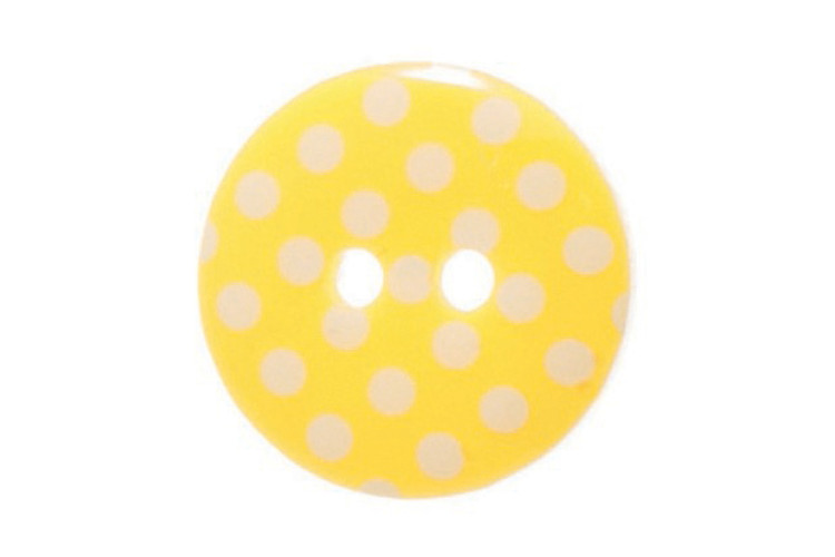 Yellow Resin, 15mm White Spot 2 Hole Button