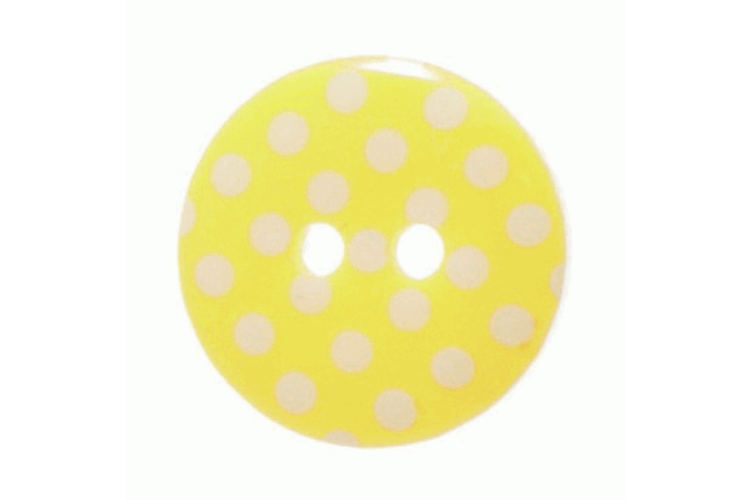 Yellow Resin, 15mm White Spot 2 Hole Button