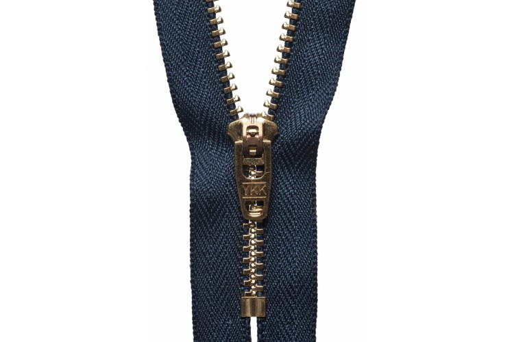 YKK Brass Jeans Zip, 10cm, Navy 560