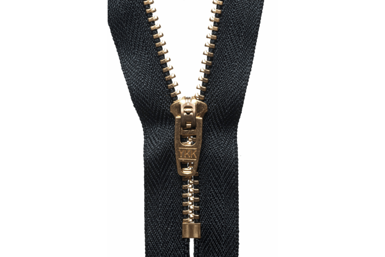 YKK Brass Jeans Zip, 13cm, Black 580