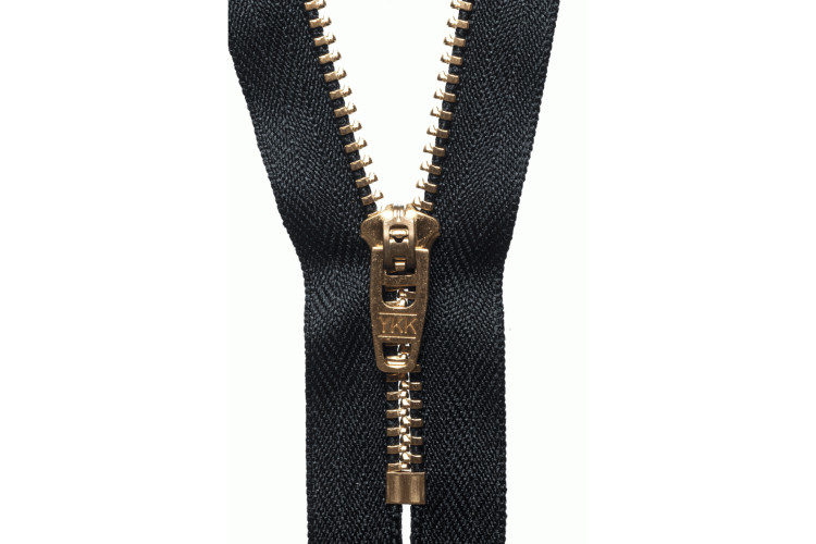 YKK Brass Jeans Zip, 18cm, Black 580