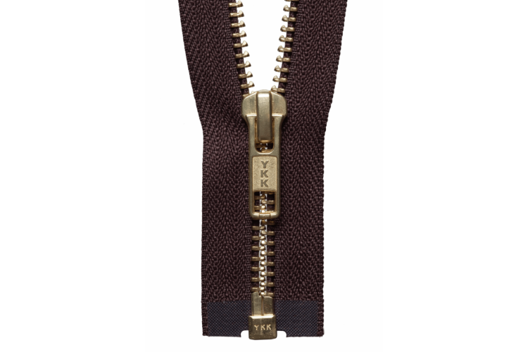 YKK Brass Metal Open End Zip: 66cm: Brown 570