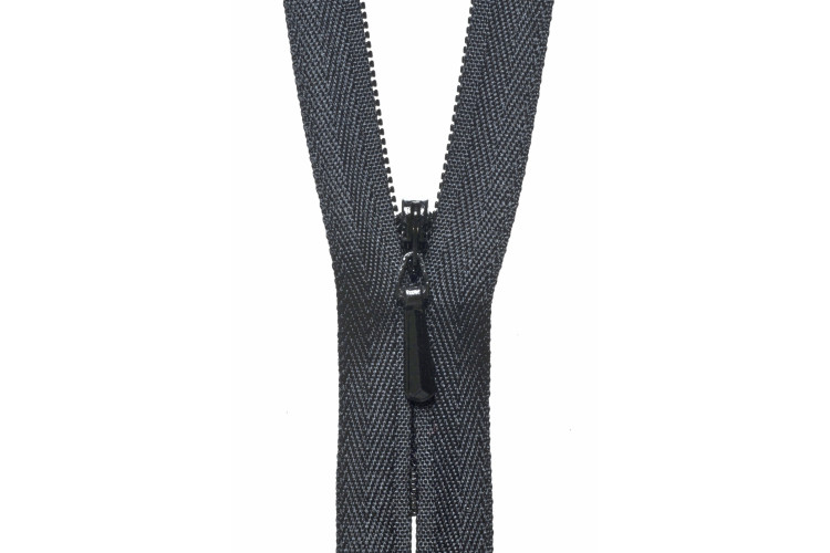YKK Lightweight Concealed Coil Zip, 20cm, Black 580