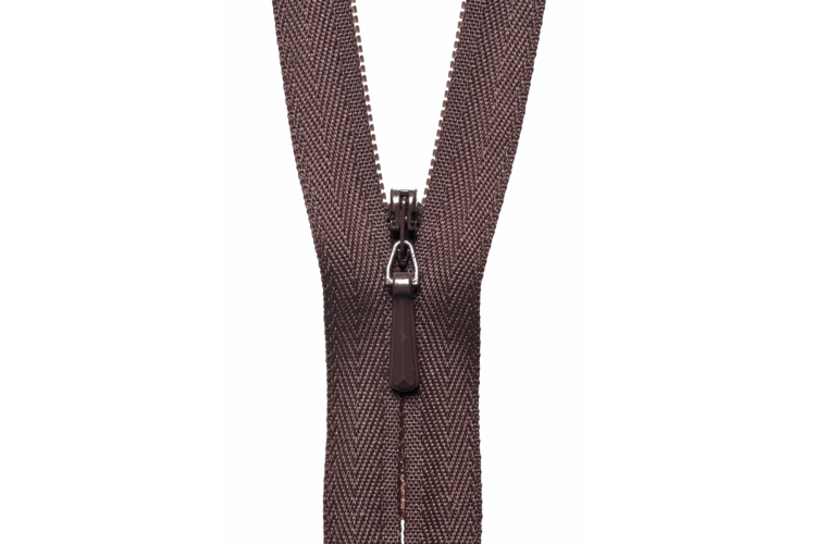 YKK Lightweight Concealed Coil Zip, 23cm, Brown 570