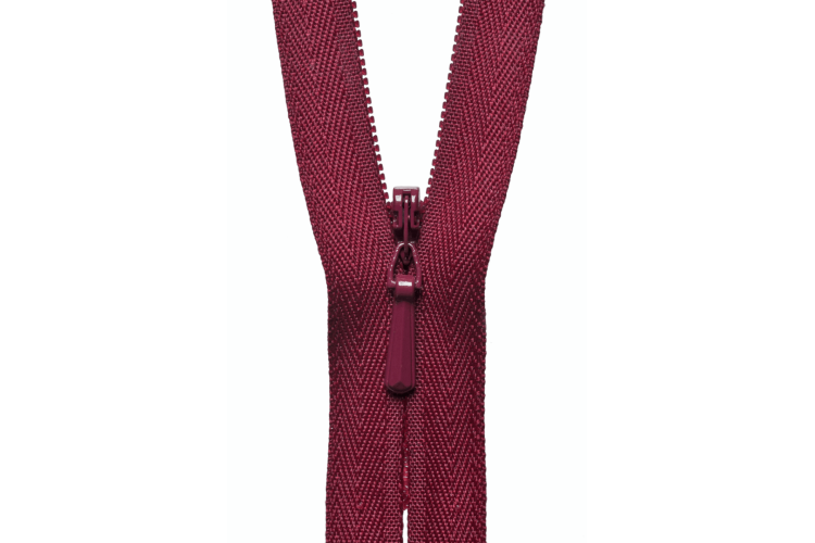 YKK Lightweight Concealed Coil Zip, 23cm, Dark Wine 527