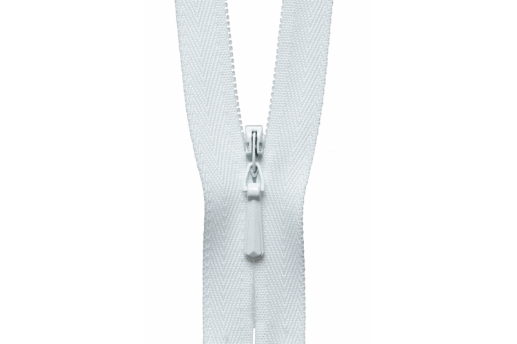 YKK Lightweight Concealed Coil Zip, 56cm, White 501