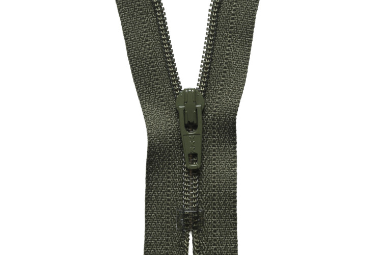 YKK Visible Plastic Coil Zip, 10cm, Khaki, 566