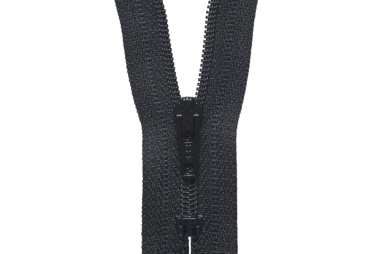 YKK Visible Plastic Coil Zip, 15cm, Black 580