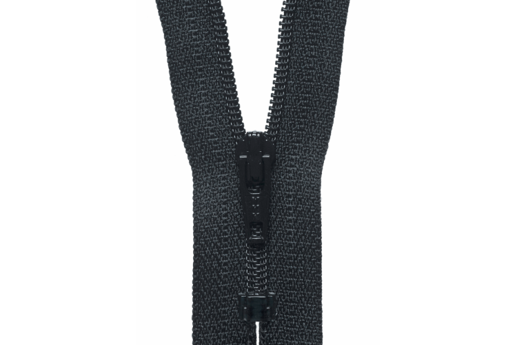 YKK Visible Plastic Coil Zip, 18cm, Black 580