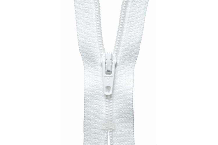 YKK Visible Plastic Coil Zip, 18cm, White 501
