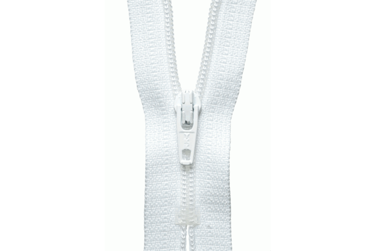 YKK Visible Plastic Coil Zip, 20cm, White 501