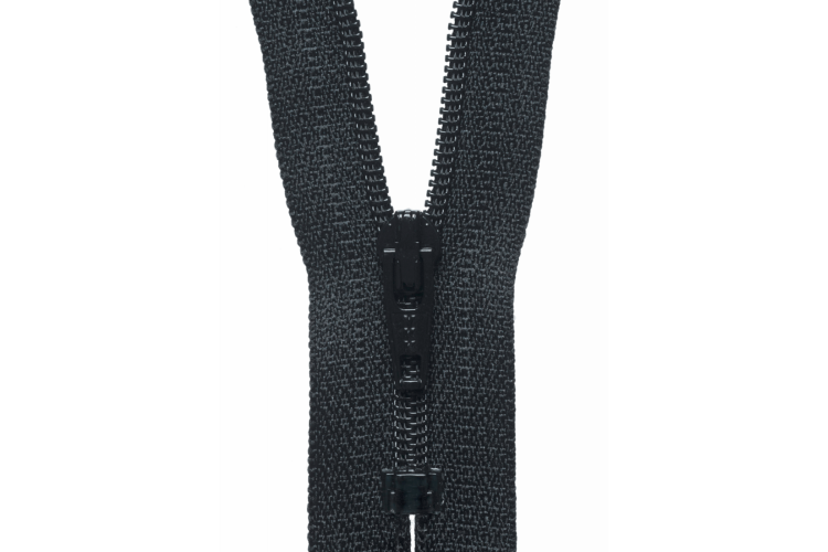 YKK Visible Plastic Coil Zip, 25cm, Black 580