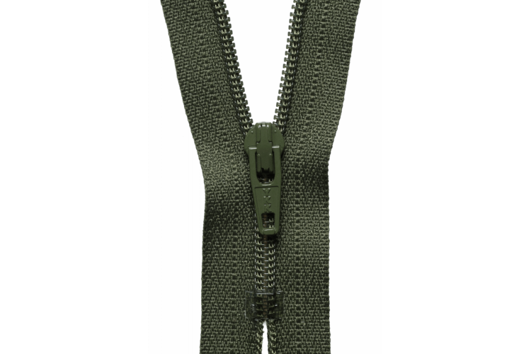 YKK Visible Plastic Coil Zip, 25cm, Khaki 566