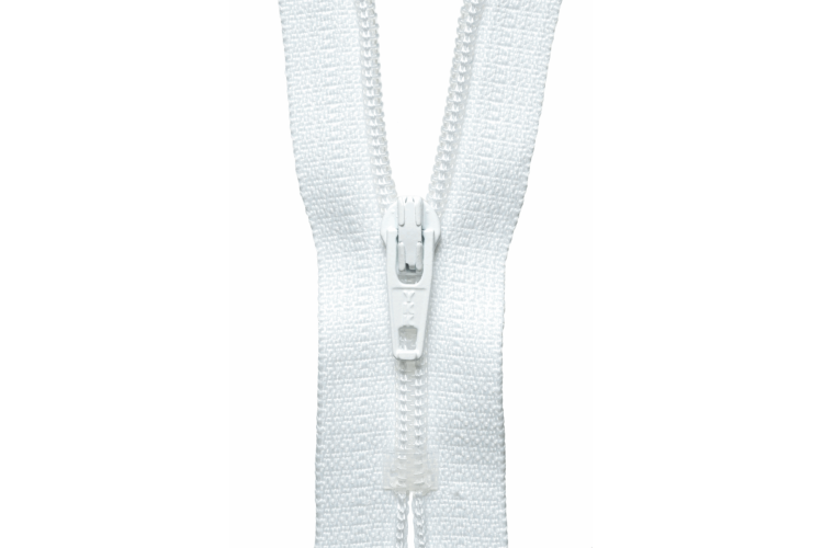 YKK Visible Plastic Coil Zip, 25cm, White 501