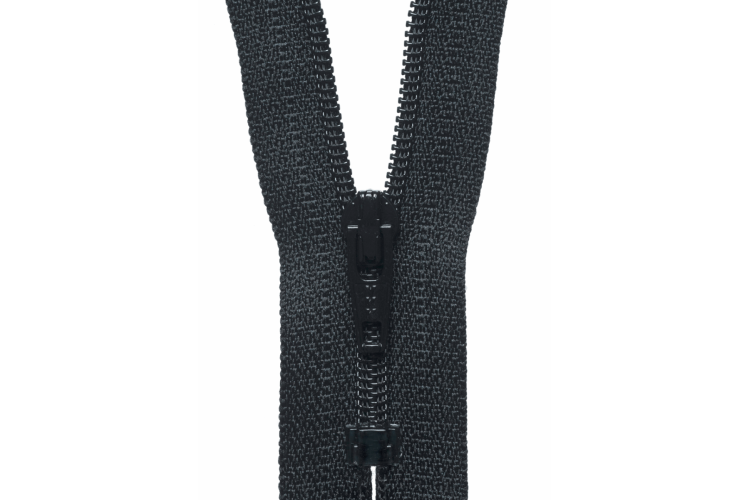 YKK Visible Plastic Coil Zip, 36cm, Black 580