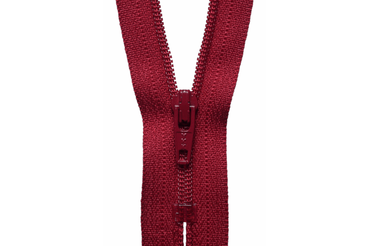 YKK Visible Plastic Coil Zip, 41cm, Scarlet Berry, Burgundy