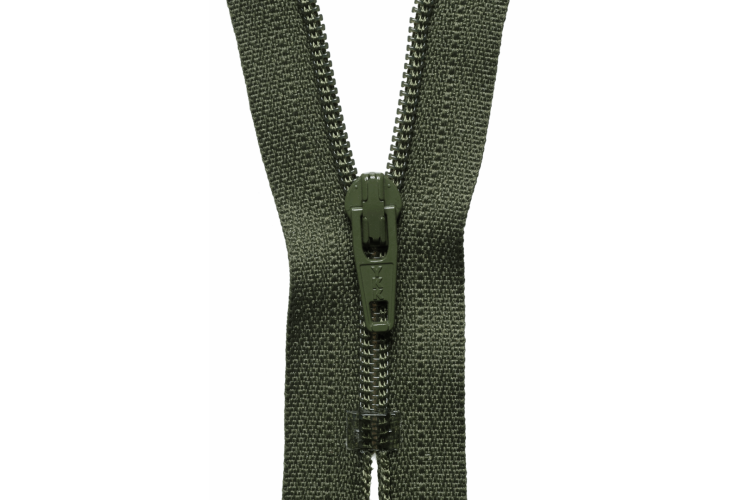 YKK Visible Plastic Coil Zip, 46cm, Khaki
